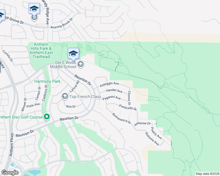 map of restaurants, bars, coffee shops, grocery stores, and more near 2158 Handel Avenue in Henderson