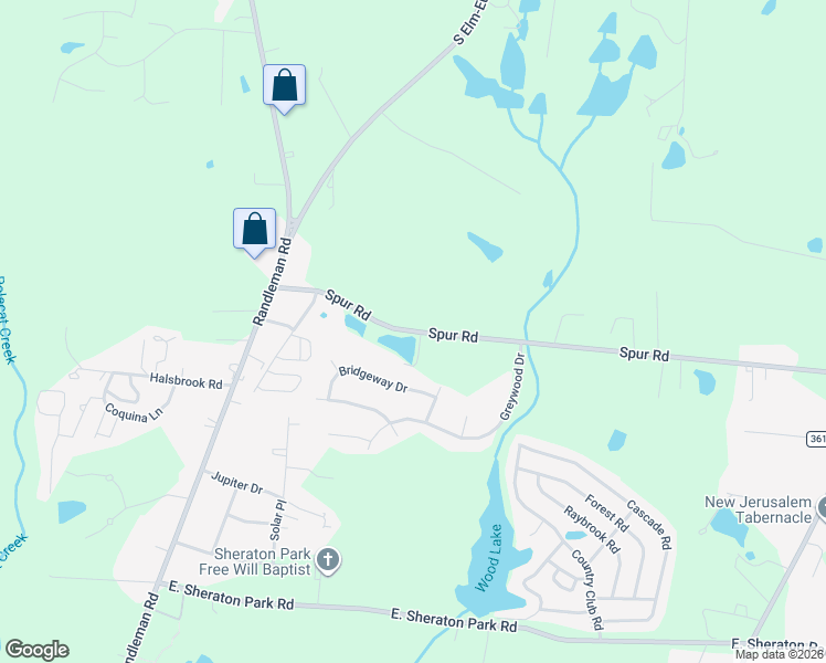 map of restaurants, bars, coffee shops, grocery stores, and more near 221 Spur Road in Greensboro