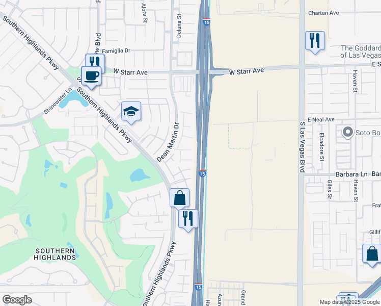 map of restaurants, bars, coffee shops, grocery stores, and more near 3021 Rampoldi Road in Las Vegas