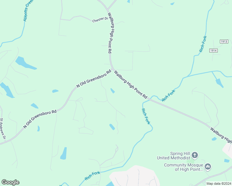 map of restaurants, bars, coffee shops, grocery stores, and more near 3220 North Old Greensboro Road in High Point