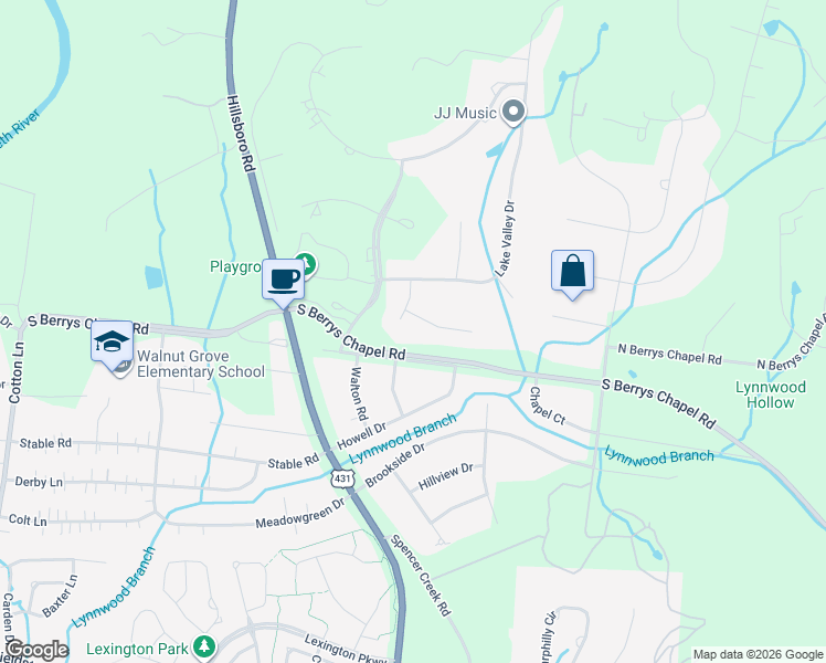 map of restaurants, bars, coffee shops, grocery stores, and more near 205 Lake Ridge Court in Franklin