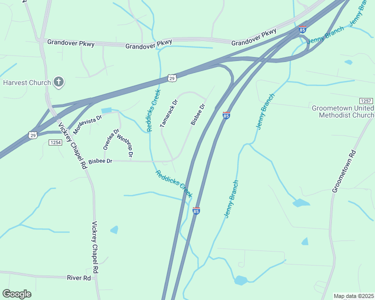 map of restaurants, bars, coffee shops, grocery stores, and more near 4817 Bisbee Drive in Greensboro