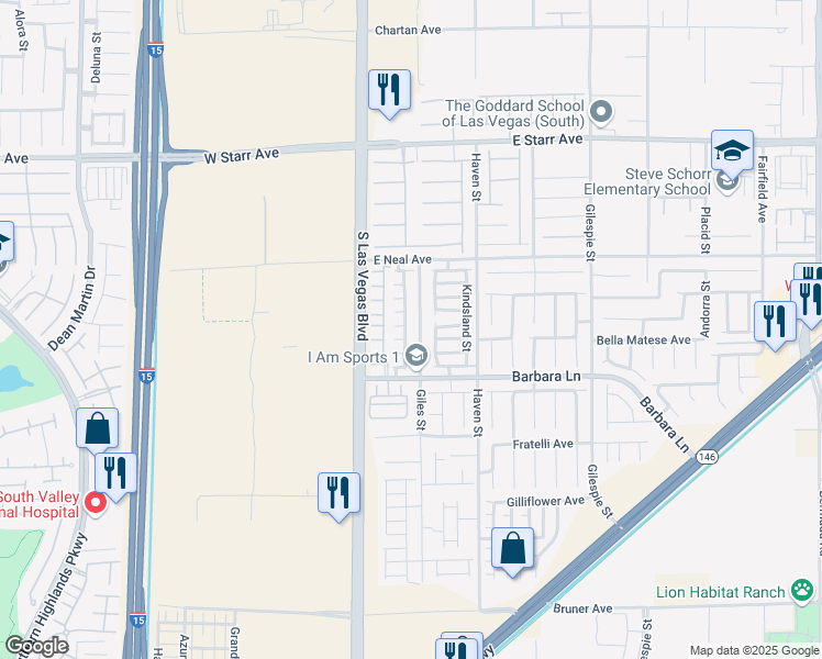 map of restaurants, bars, coffee shops, grocery stores, and more near 11612 Elcadore Street in Las Vegas