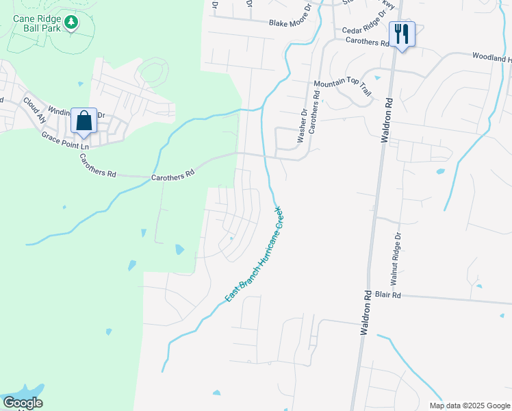 map of restaurants, bars, coffee shops, grocery stores, and more near 1441 Carothers Road in Nolensville