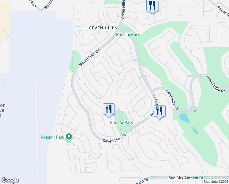 map of restaurants, bars, coffee shops, grocery stores, and more near 3074 Whispering Crest Drive in Henderson