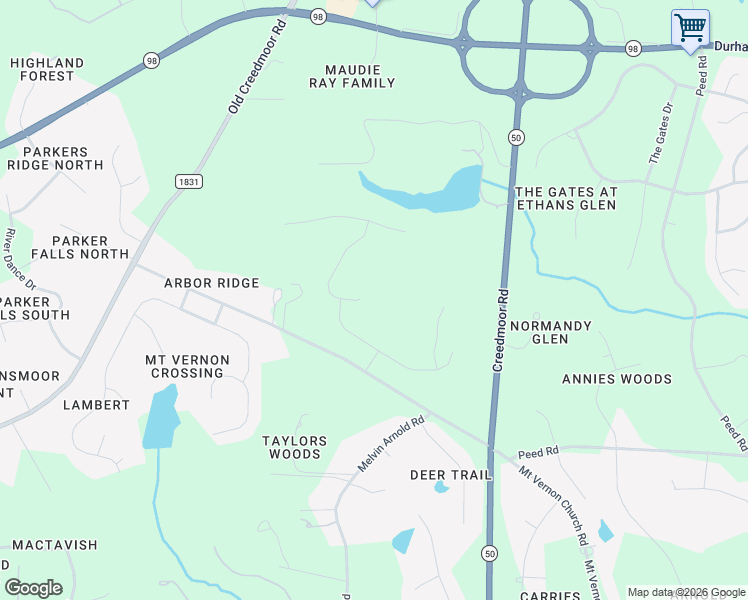 map of restaurants, bars, coffee shops, grocery stores, and more near Mount Vernon Church Road in Raleigh