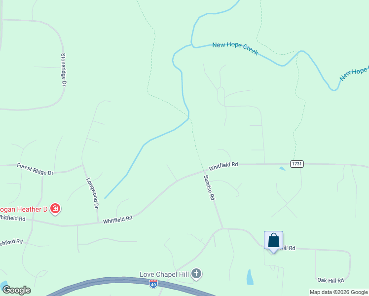map of restaurants, bars, coffee shops, grocery stores, and more near 3918 Whitfield Road in Chapel Hill