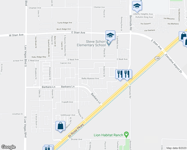 map of restaurants, bars, coffee shops, grocery stores, and more near 259 Calvino Avenue in Las Vegas