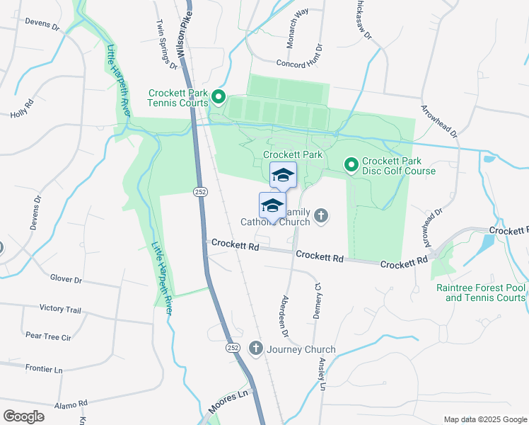 map of restaurants, bars, coffee shops, grocery stores, and more near 9019 Crockett Road in Brentwood