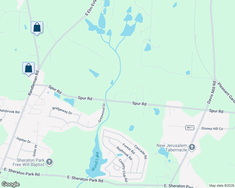 map of restaurants, bars, coffee shops, grocery stores, and more near 257 Spur Road in Greensboro