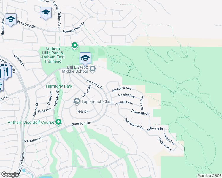 map of restaurants, bars, coffee shops, grocery stores, and more near 1314 Rossini Street in Henderson