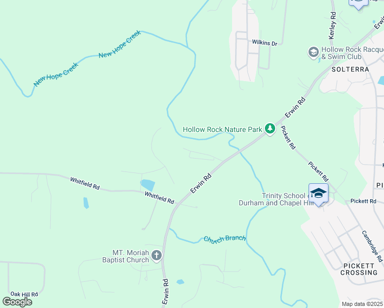 map of restaurants, bars, coffee shops, grocery stores, and more near 5027 Hollow Rock Road in Durham