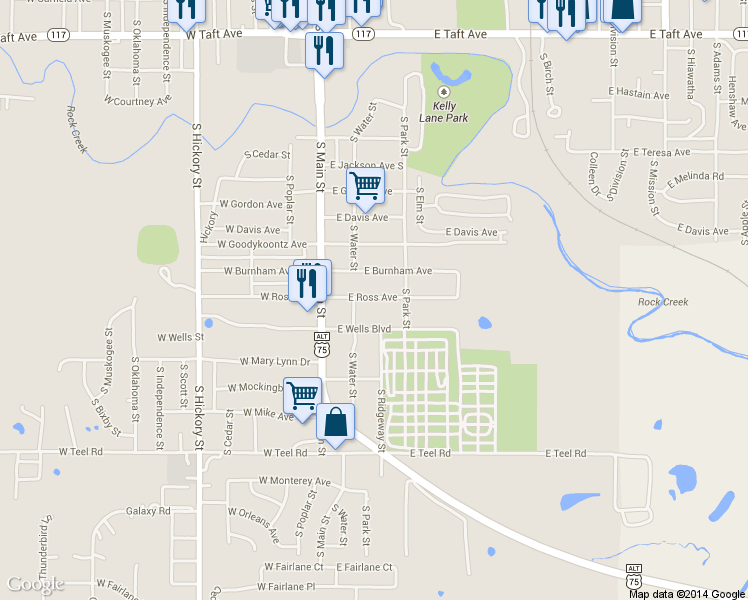 map of restaurants, bars, coffee shops, grocery stores, and more near 118 East Ross Avenue in Sapulpa