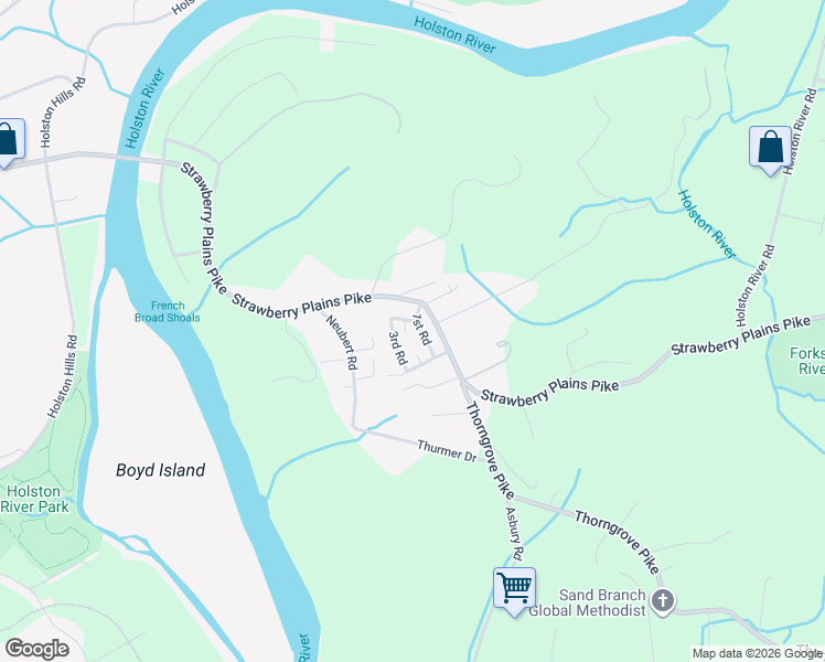 map of restaurants, bars, coffee shops, grocery stores, and more near 2014 3rd Road in Knoxville