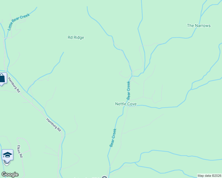 map of restaurants, bars, coffee shops, grocery stores, and more near 1655 Bear Creek Road in Bakersville