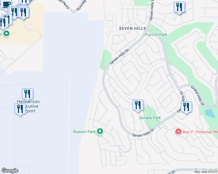 map of restaurants, bars, coffee shops, grocery stores, and more near 3299 Baffetto Court in Henderson