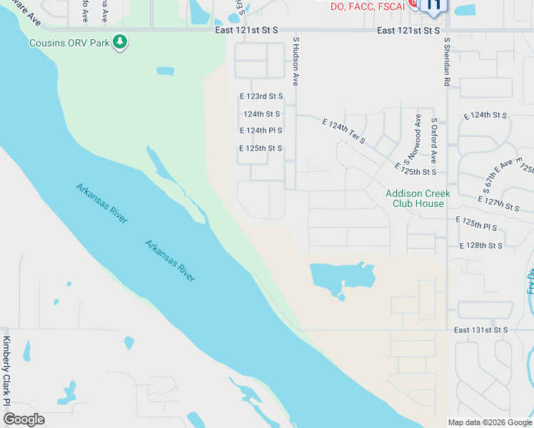 map of restaurants, bars, coffee shops, grocery stores, and more near 5629-5637 East 131st Street South in Bixby