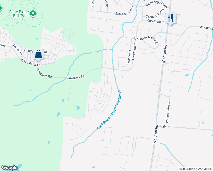 map of restaurants, bars, coffee shops, grocery stores, and more near 1441 Carothers Road in Nolensville