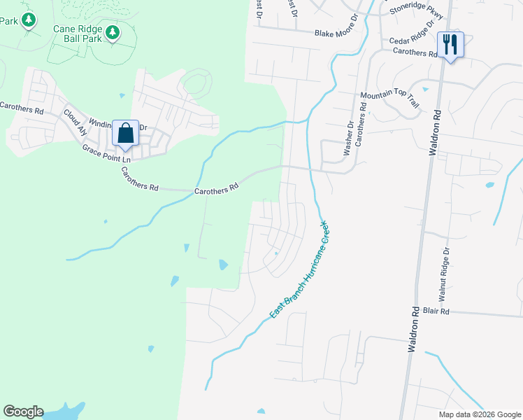 map of restaurants, bars, coffee shops, grocery stores, and more near 7355 Carothers Road in Nolensville