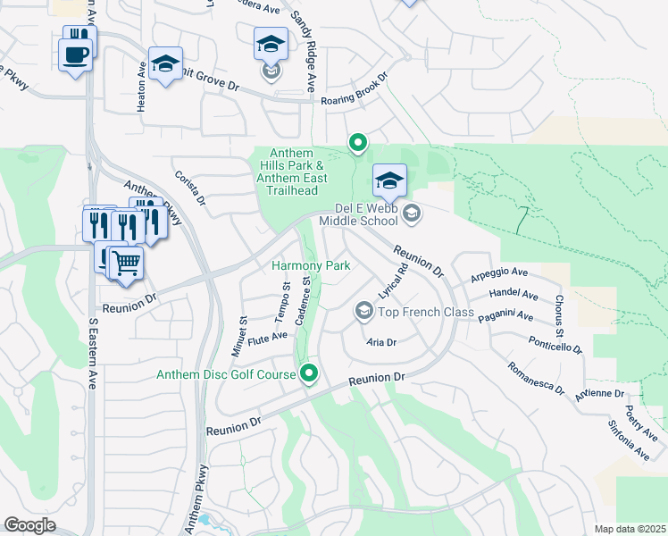 map of restaurants, bars, coffee shops, grocery stores, and more near 2273 Ripresa Place in Henderson