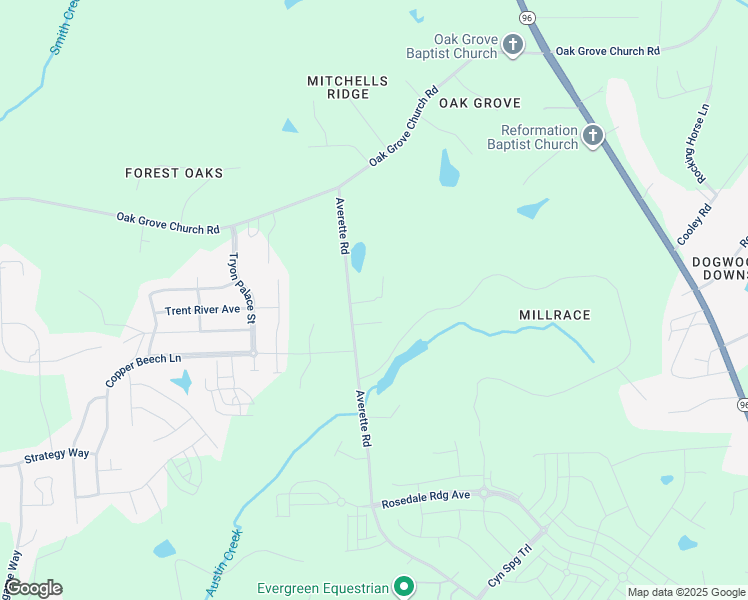 map of restaurants, bars, coffee shops, grocery stores, and more near Capricorn Drive in Wake Forest