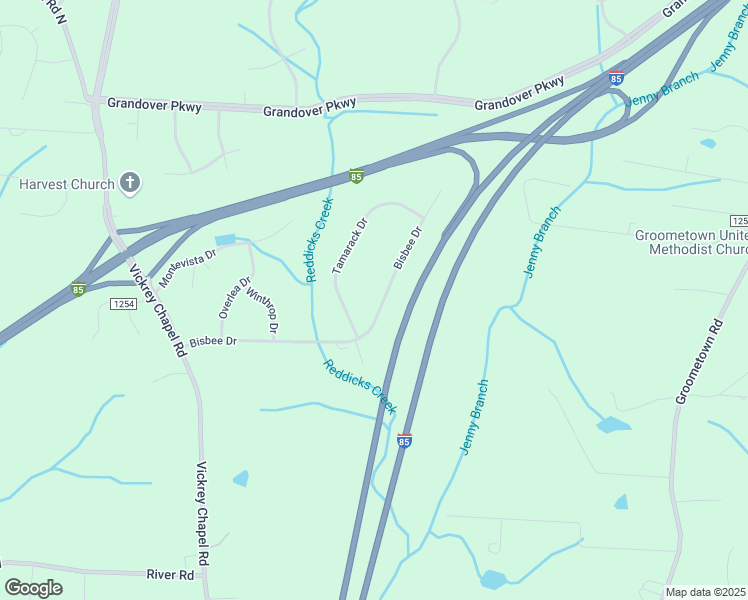 map of restaurants, bars, coffee shops, grocery stores, and more near 4818 Bisbee Drive in Greensboro