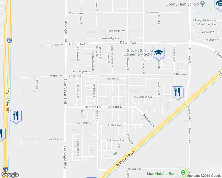 map of restaurants, bars, coffee shops, grocery stores, and more near 11587 Rubino Street in Las Vegas