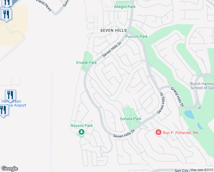 map of restaurants, bars, coffee shops, grocery stores, and more near 1340 Rolling Sunset Street in Henderson