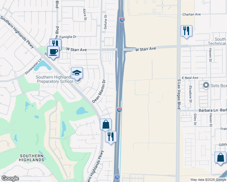 map of restaurants, bars, coffee shops, grocery stores, and more near 3009 Collodi Court in Las Vegas