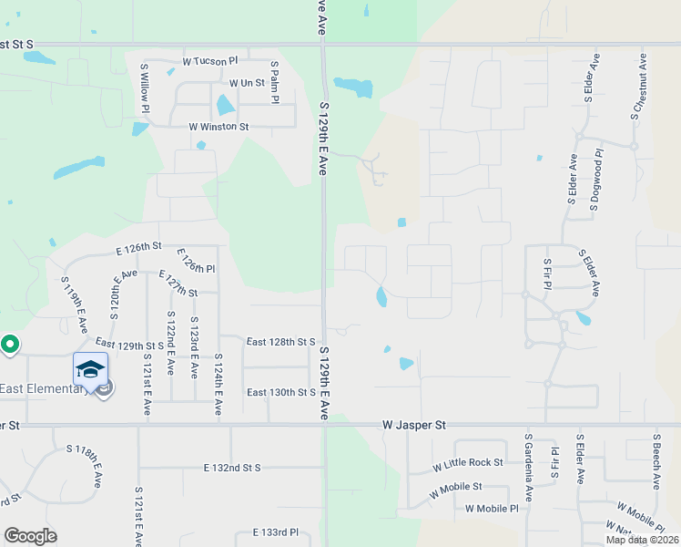 map of restaurants, bars, coffee shops, grocery stores, and more near 12641 South 129th East Avenue in Broken Arrow