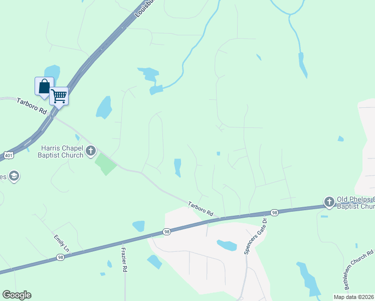 map of restaurants, bars, coffee shops, grocery stores, and more near 115 Old Garden Lane in Youngsville