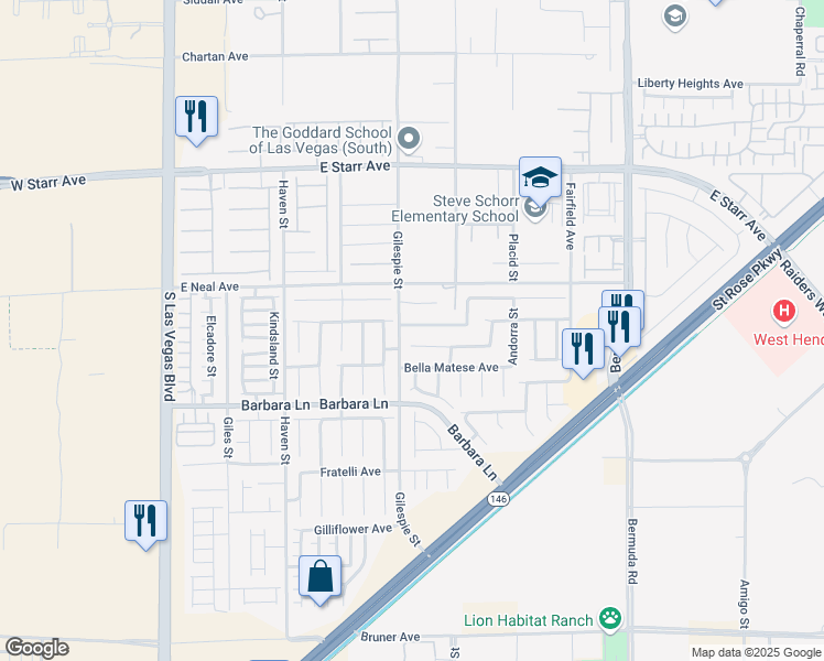map of restaurants, bars, coffee shops, grocery stores, and more near 209 Centocelle Avenue in Las Vegas