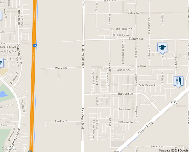 map of restaurants, bars, coffee shops, grocery stores, and more near 31 Beach Haven Avenue in Las Vegas