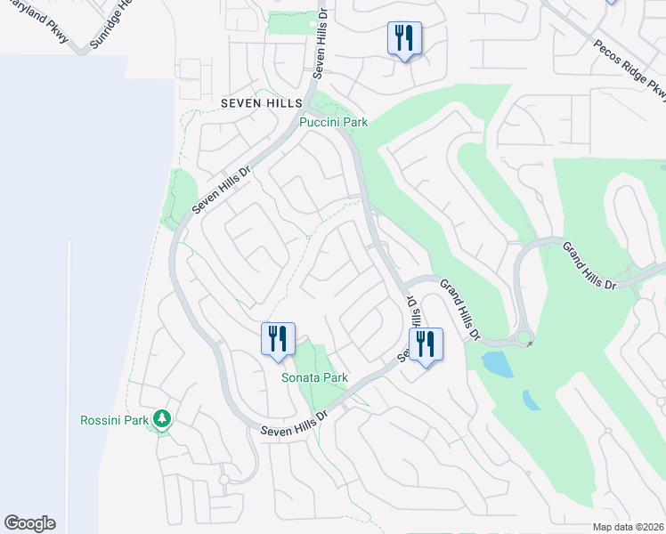 map of restaurants, bars, coffee shops, grocery stores, and more near 3054 Blazing Creek Way in Henderson