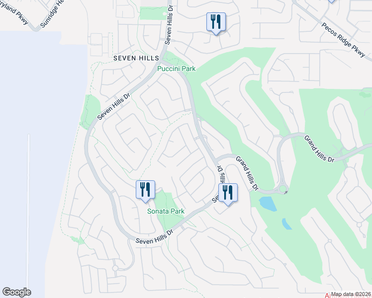 map of restaurants, bars, coffee shops, grocery stores, and more near 1265 Autumn Wind Way in Henderson