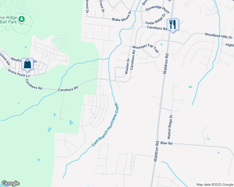 map of restaurants, bars, coffee shops, grocery stores, and more near 1441 Carothers Road in Nolensville