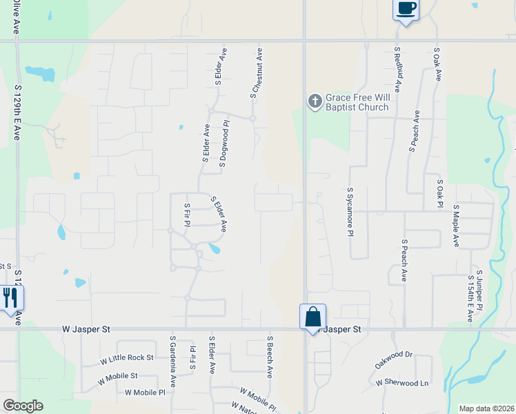 map of restaurants, bars, coffee shops, grocery stores, and more near 7204 South Chestnut Avenue in Broken Arrow