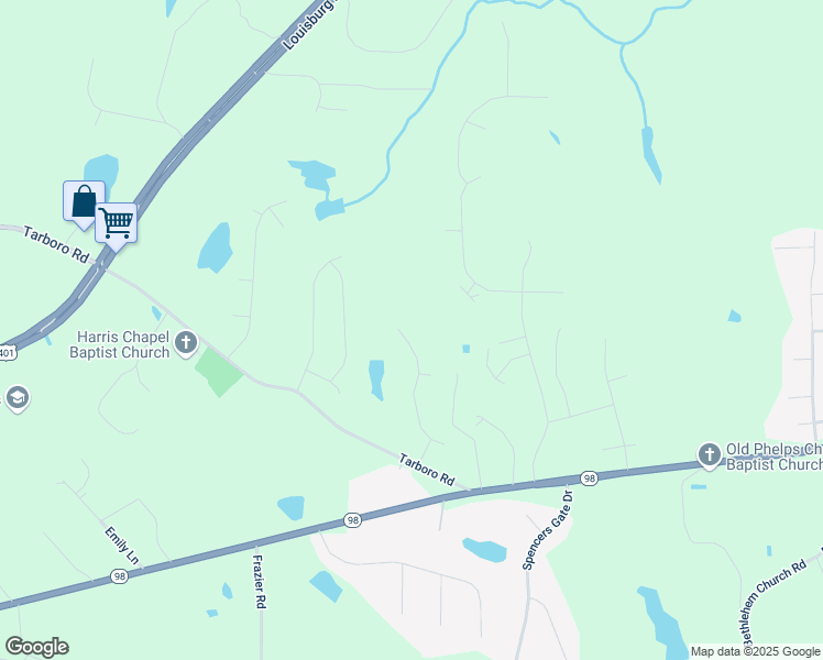 map of restaurants, bars, coffee shops, grocery stores, and more near 110 Old Garden Lane in Youngsville