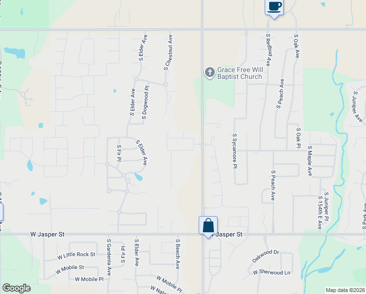 map of restaurants, bars, coffee shops, grocery stores, and more near 2225 West Charlotte Street in Broken Arrow