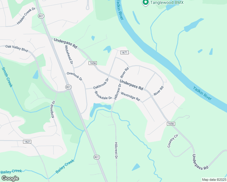 map of restaurants, bars, coffee shops, grocery stores, and more near 625 Hillcrest Drive in Advance