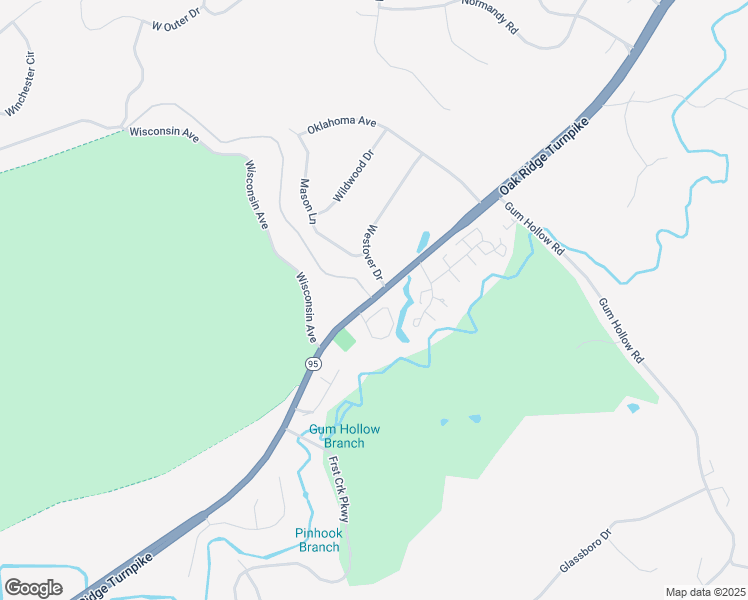 map of restaurants, bars, coffee shops, grocery stores, and more near 101A Gates Drive in Oak Ridge