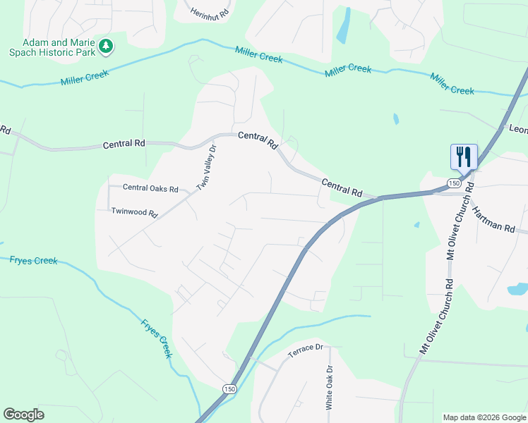map of restaurants, bars, coffee shops, grocery stores, and more near 131 Twin Ridge Court in Clemmons