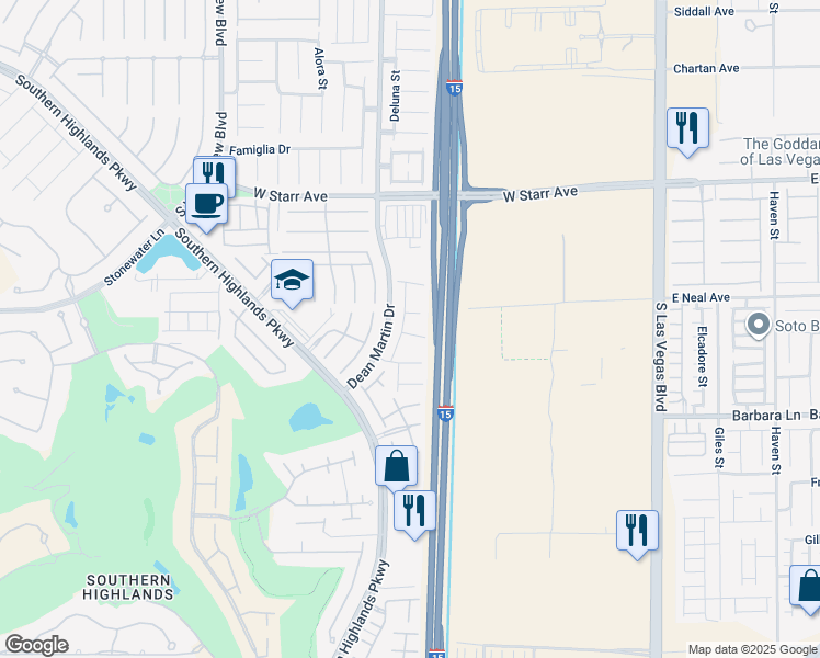 map of restaurants, bars, coffee shops, grocery stores, and more near 3076 Collodi Court in Las Vegas