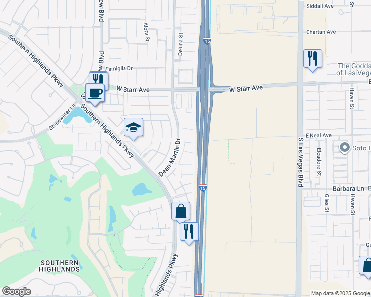 map of restaurants, bars, coffee shops, grocery stores, and more near 3092 Collodi Court in Las Vegas