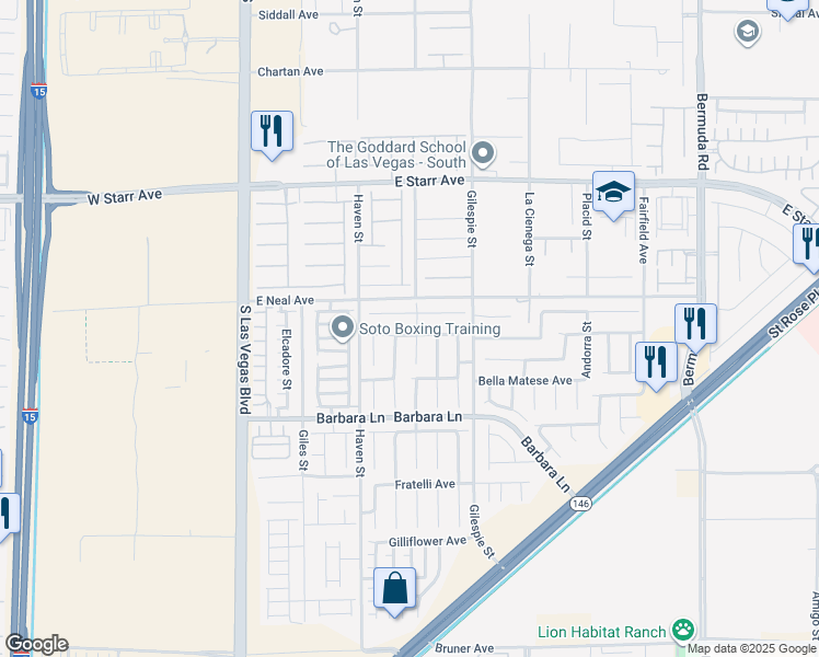 map of restaurants, bars, coffee shops, grocery stores, and more near 159 Capriati Avenue in Las Vegas