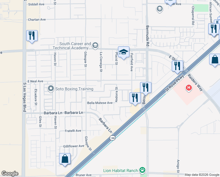 map of restaurants, bars, coffee shops, grocery stores, and more near 276 Bella Calabria Avenue in Las Vegas