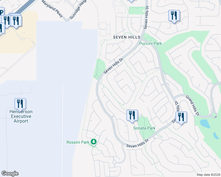 map of restaurants, bars, coffee shops, grocery stores, and more near 1311 Rolling Sunset Street in Henderson