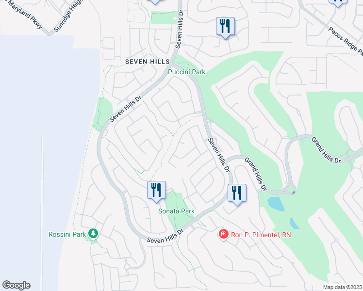 map of restaurants, bars, coffee shops, grocery stores, and more near 3055 Whispering Crest Drive in Henderson