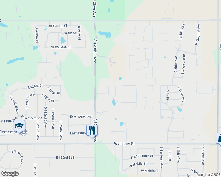 map of restaurants, bars, coffee shops, grocery stores, and more near 7210 South Laurel Place in Broken Arrow