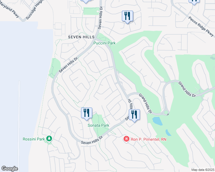 map of restaurants, bars, coffee shops, grocery stores, and more near 1265 Moon Vision Street in Henderson